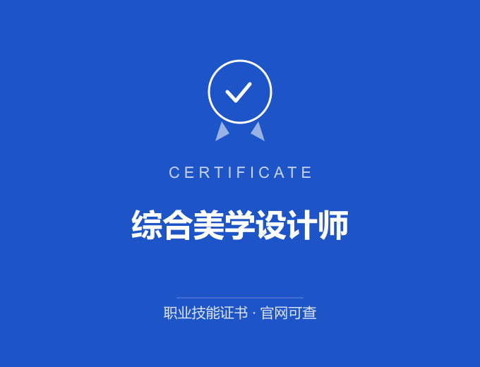 广州综合美学设计师证书 蓝色证书封面 职业技能证书 发证机构官网可查